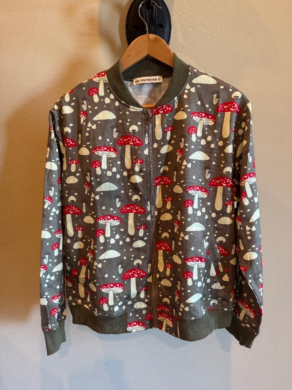 SM Wardrobe. Mushroom Bomber Jacket Women's Medium